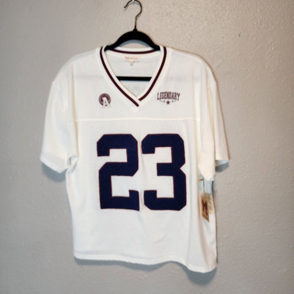 NWT Ruby & Lace Blockette Core Sporty V-Neck Football Jersey Top Size L